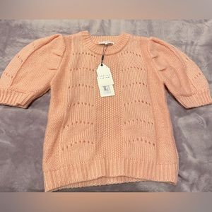 Women's English Factory Pink Puff Sleeve Sweater
